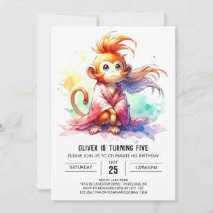 Jungle Printable Monkey Birthday Inbjudningar
