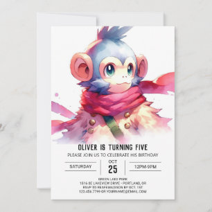 Jungle Printable Monkey Birthday Inbjudningar