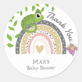 Jungle, Rainbow & Chameleon Baby Shower Tack Runt Klistermärke