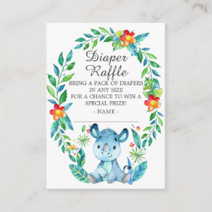 Jungle Rhino Baby Shower Diaper Raffle Tilläggskort
