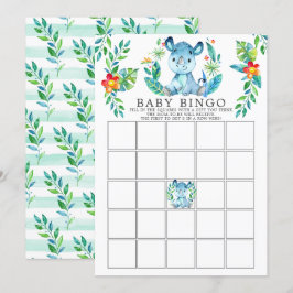 Jungle Rhino BINGO Baby Shower Game Inbjudningar