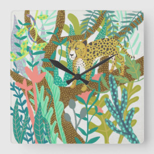 Jungle Roar - Cheetah Fyrkantig Klocka
