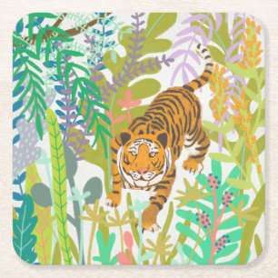 Jungle Roar - Tiger Underlägg Papper Kvadrat
