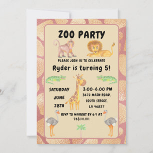Jungle Roligt Awaits: Kids Zoo Party Birthday Inbjudningar