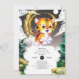 Jungle Roligt Tiger Birthday Inbjudningar