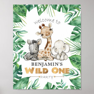 Jungle Safari 1:a födelsedag Party VälkomstanPoste Poster