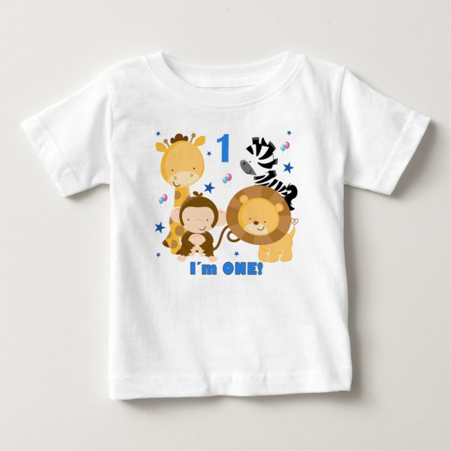Jungle Safari 1:a födelsedagen T-shirt (Framsida)