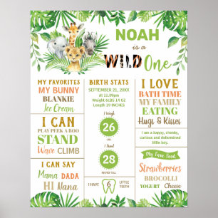 Jungle Safari 1-årsjubileum Födelsestatistik Poster