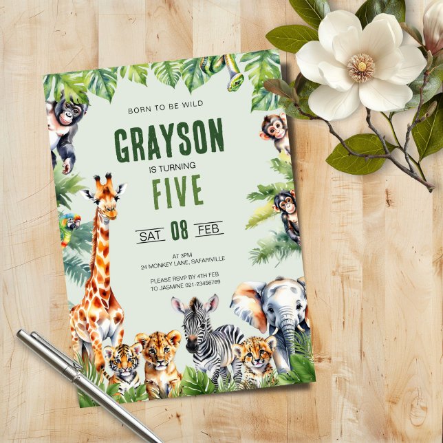 Jungle Safari 5:e födelsedagsinbjudan Inbjudningar (Skapare uppladdad)