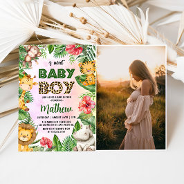 Jungle Safari A Sweet Pojke Baby Shower Photo Inbjudningar