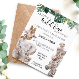 Jungle Safari African baby djur Vild One Invit