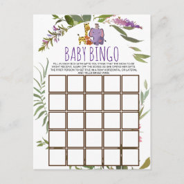 Jungle Safari Animal Baby Shower Bingo Card Vykort