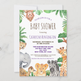 Jungle Safari Animal Baby Shower Bokar för Baby Inbjudningar