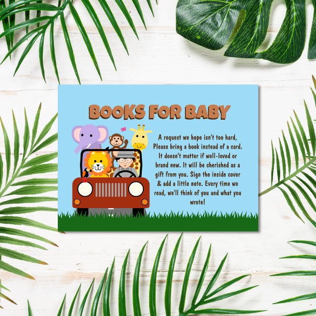 Jungle Safari Animal Baby Shower Bokar för Baby Tilläggskort (Skapare uppladdad)