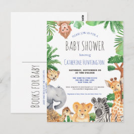 Jungle Safari Animal Baby Shower Bokar för Baby Vykort
