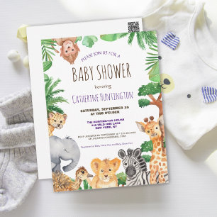 Jungle Safari Animal Baby Shower Bokar för Baby Vykort