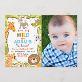 Jungle Safari Animal Födelsedagsfest inbjudan