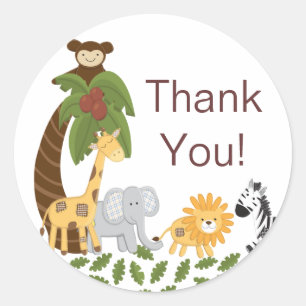 Jungle Safari Animal Neutralt Baby Shower Runt Klistermärke