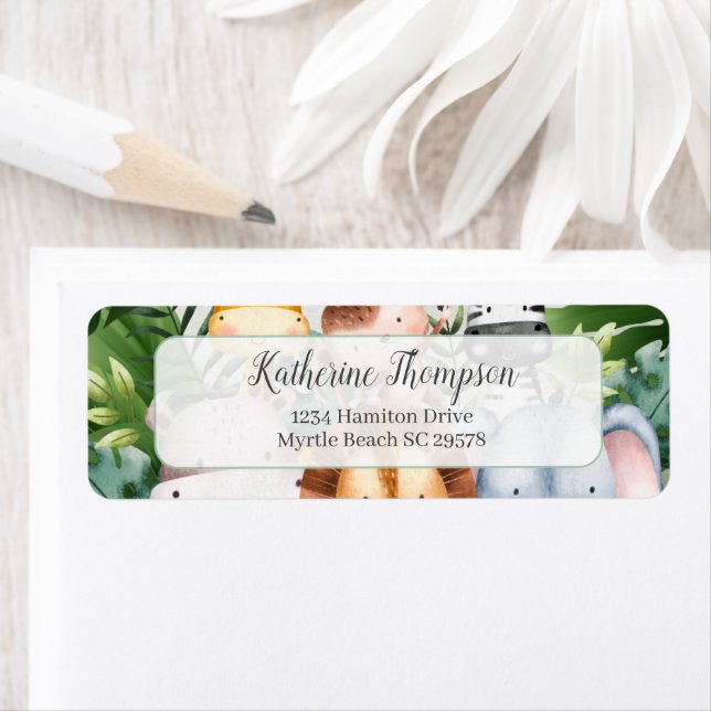 Jungle Safari Animals Adress Returadress Etikett (Insitu)