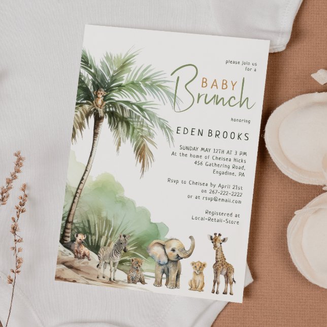 Jungle Safari Animals Baby Brunch-inbjudan Inbjudningar (Skapare uppladdad)