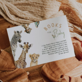 Jungle Safari Animals Baby Shower Bokar för Baby Tilläggskort