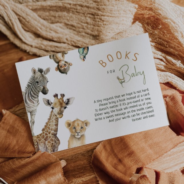 Jungle Safari Animals Baby Shower Bokar för Baby Tilläggskort (Skapare uppladdad)