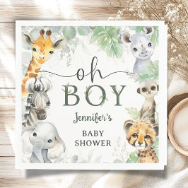 Jungle Safari Animals Baby Shower Boy Baby Shower Pappersservett
