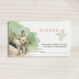 Jungle Safari Animals Baby Shower Diaper Raffle Tilläggskort