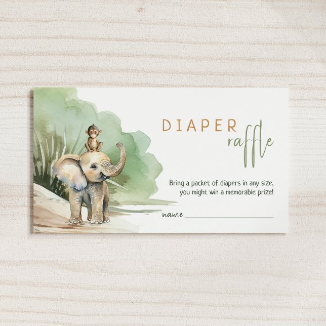 Jungle Safari Animals Baby Shower Diaper Raffle Tilläggskort (Skapare uppladdad)