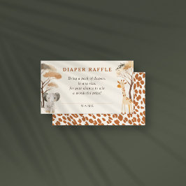 Jungle Safari Animals Baby Shower Diaper Raffle Tilläggskort