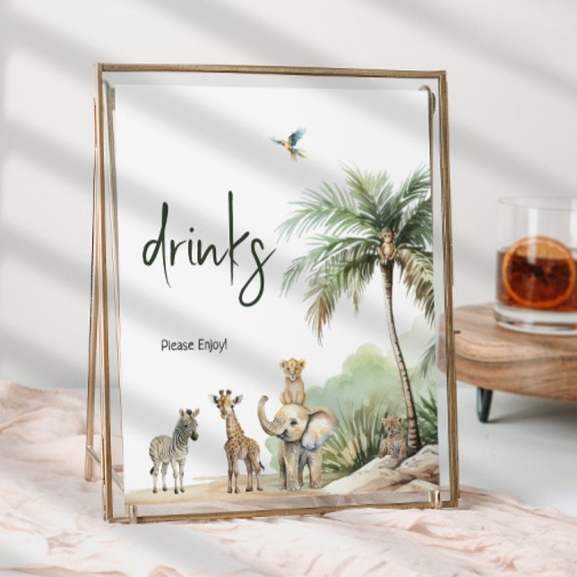 Jungle Safari Animals Baby Shower Drinks Sign Poster (Skapare uppladdad)