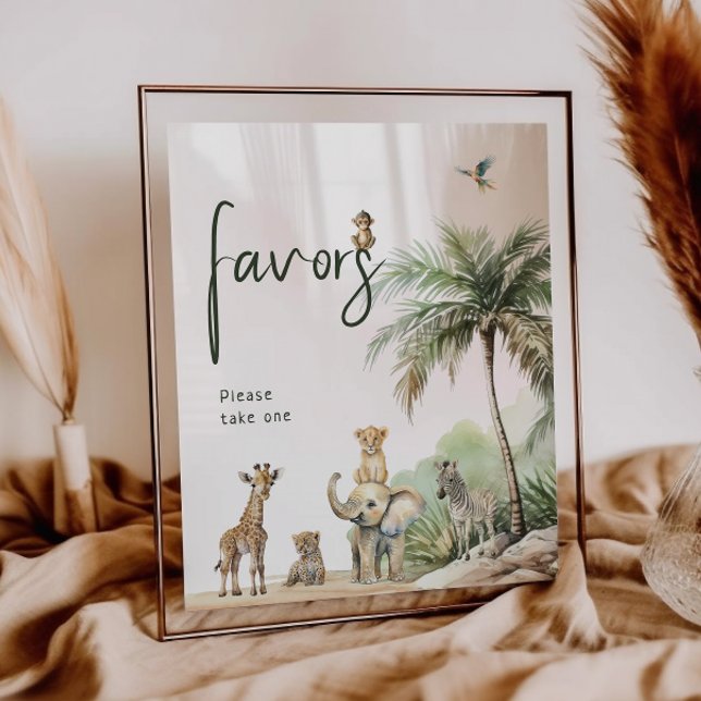 Jungle Safari Animals Baby Shower Favests Sign Poster (Skapare uppladdad)