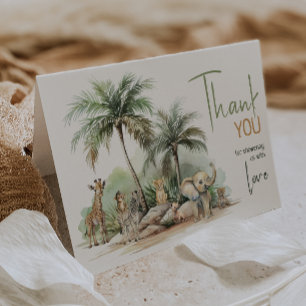 Jungle Safari Animals Baby Shower Foldad Tack Kort