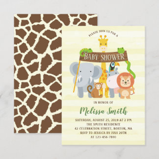 Jungle Safari Animals Baby Shower-inbjudan Inbjudningar
