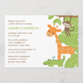 Jungle Safari Animals Baby Shower Inbjudningar