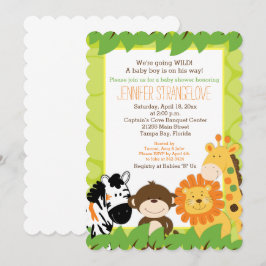 Jungle Safari Animals Baby Shower Inbjudningar