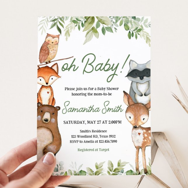 Jungle Safari Animals Baby Shower Inbjudningar (Safari Jungle Animals Baby Shower Invitation)