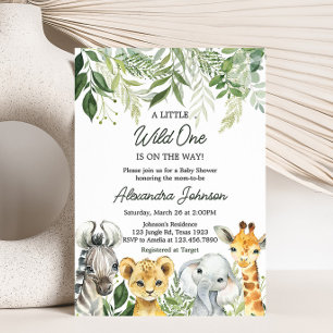 Jungle Safari Animals Baby Shower Inbjudningar