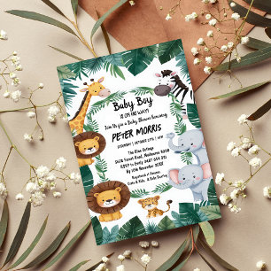 Jungle Safari Animals Baby Shower Inbjudningar