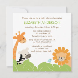 Jungle Safari Animals Baby Shower Inbjudningar