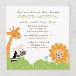 Jungle Safari Animals Baby Shower Inbjudningar