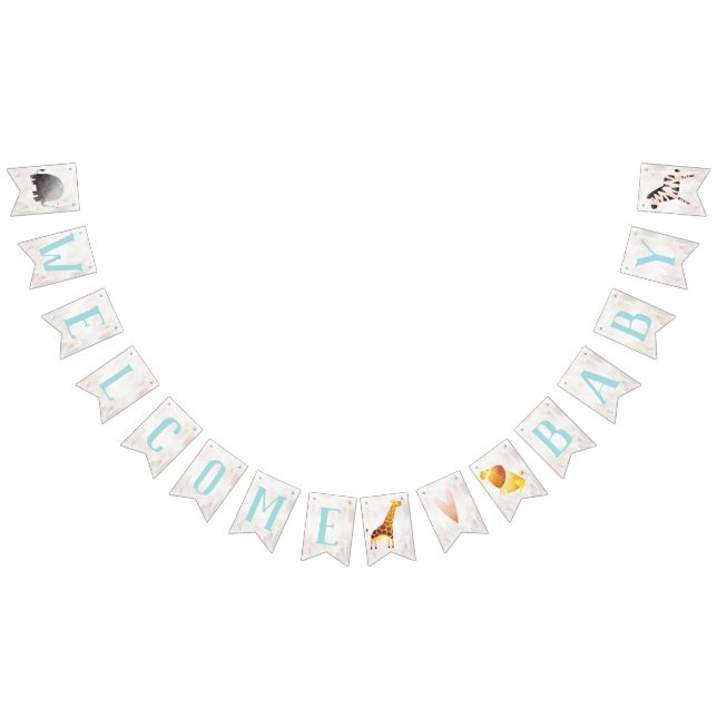 Jungle Safari Animals Baby Shower Pennant Banner Vimplar (Alla)