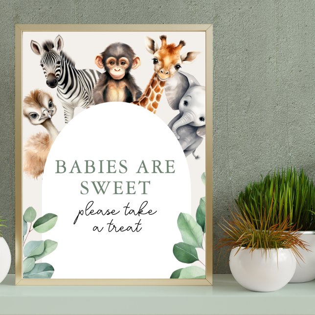 Jungle Safari Animals Baby Shower Ta ett prov Poster (Jungle Safari Animals Baby Shower Take a Treat Poster)