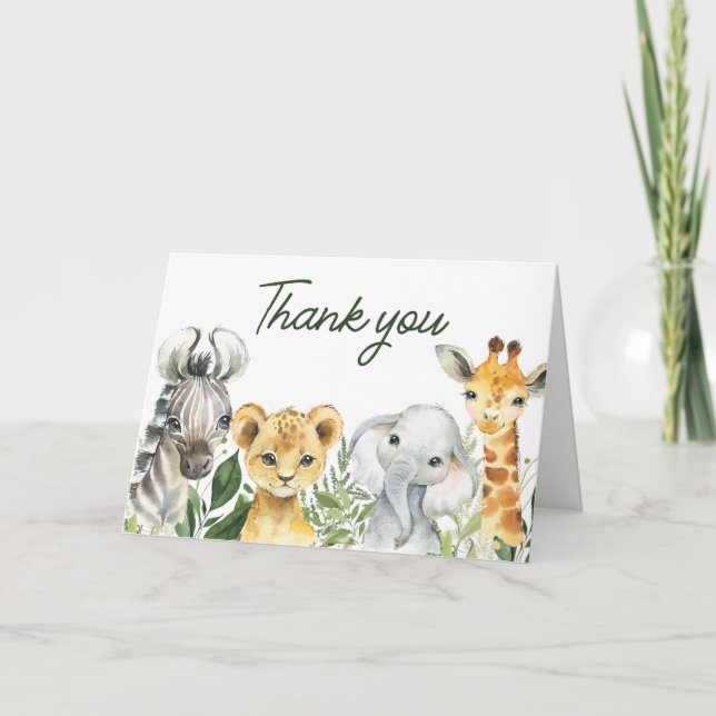 Jungle Safari Animals Baby Shower Tack Kort (Framsida)