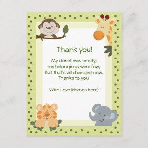 Jungle Safari Animals Baby Shower Tackkort Tack Kort