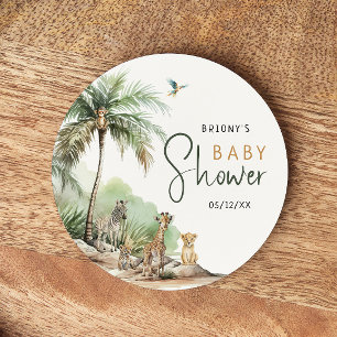 Jungle Safari Animals Baby Shower Underlägg Papper Rund