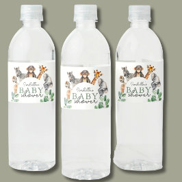 Jungle Safari Animals Boy Shower Vattenflaskor Etikett