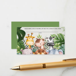 Jungle Safari Animals Boys Cute Diaper Raffle Tilläggskort