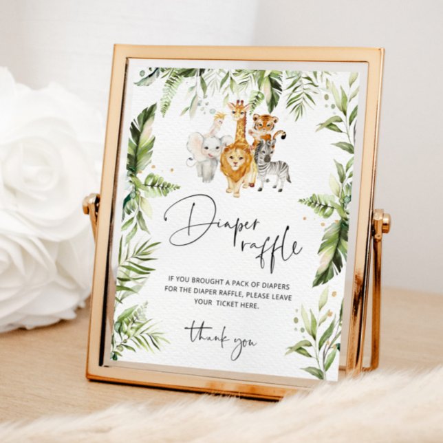 Jungle safari animals diaper raffle poster (Skapare uppladdad)