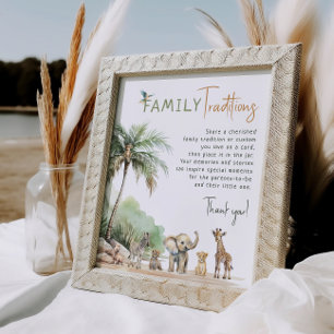Jungle Safari Animals Family Traditions-tecken Poster